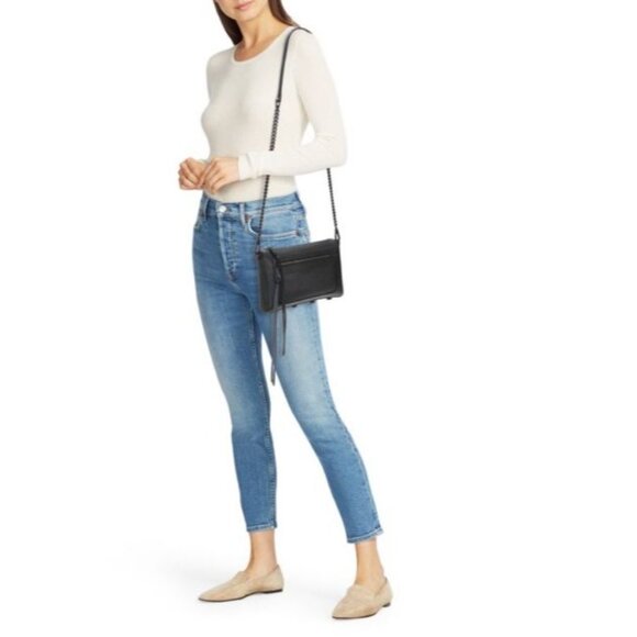 Rebecca Minkoff Women's Black Avery Leather Crossbody Bag Size Medium 2290 - Picture 2 of 13